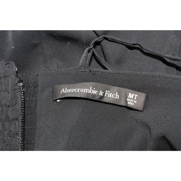 Abercrombie & Fitch satin maxi dress black slit sweetheart cami Medium Tall - Picture 5 of 10